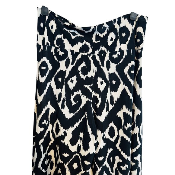 2/$30 Last Tango Small Black & White Ikat Print Wide Leg Pants 4" Waistband - Picture 4 of 12